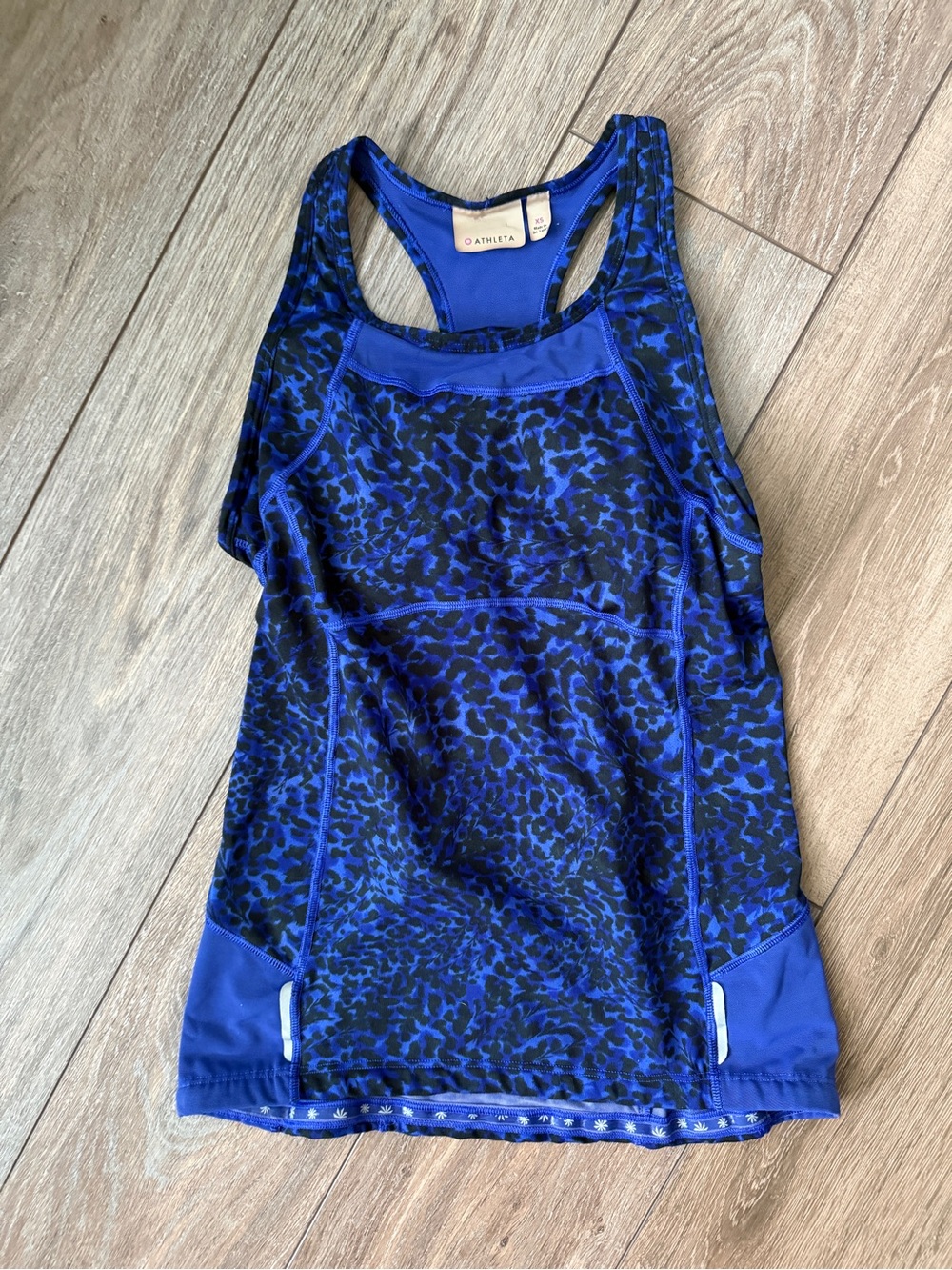 Athleta Royal Blue and Black Leopard Racerback Tank